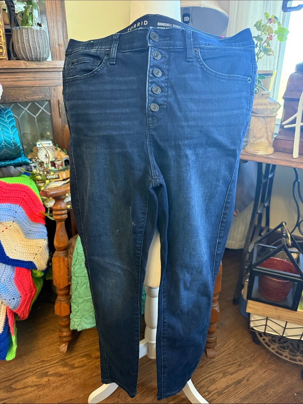torrid Dark Wash Skinny Jeans with Button-Fly